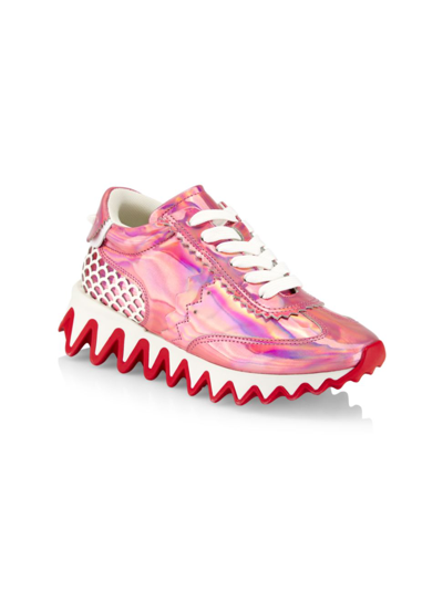 Shop Christian Louboutin Little Girl's & Girl's Mini Shark Strass Sneakers In Pink Ador