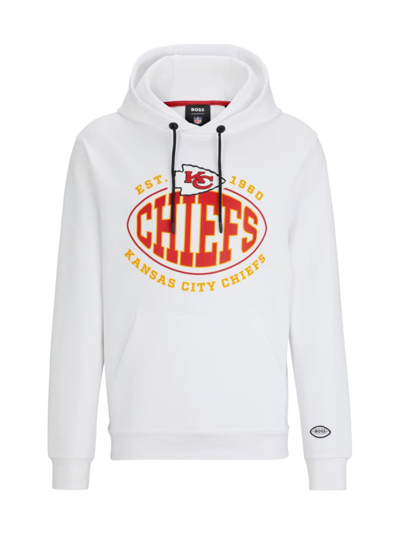 Shop Hugo Boss Men's Boss X Nfl Cotton-blend Hoodie With Collaborative Branding In Chiefs Natural