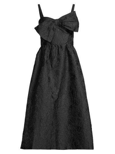 Shop Lilly Pulitzer Women's Ellara Jacquard Bow Midi-dress In Onyx Leaf