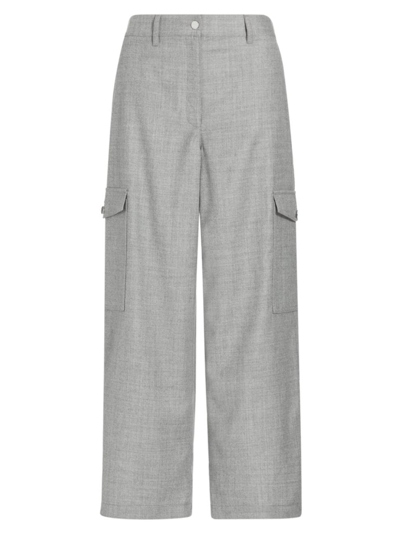 Shop Theory Women's Cropped Wool Cargo Pants In New Light Heather
