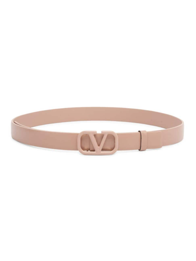 Shop Valentino Women's V-logo Signature Leather Belt In Powder Rose