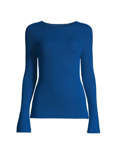 Shop Kobi Halperin Women's Mercer Ribbed Boat Neck Sweater In Steel Blue