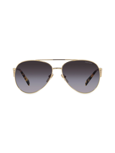 Shop Prada Women's 55mm Aviator Sunglasses In Grey Flash