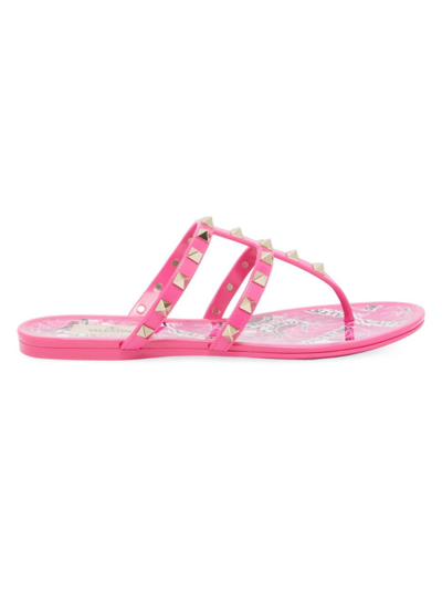 Shop Valentino Women's Rockstud Pvc Summer Sandals In Pink Multi