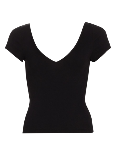 Shop Re/done Women's V-neck Cotton T-shirt In Vintage Black