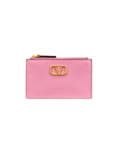 Shop Valentino Women's Medium Vlogo Canvas Pouch In Candy Rose