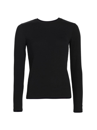 Shop L Agence Women's Tess Rib-knit Crewneck T-shirt In Black