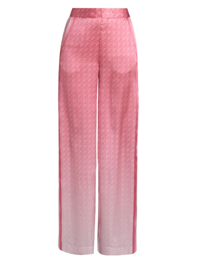 Shop Casablanca Women's Wide-leg Silk Logo Trousers In Pink