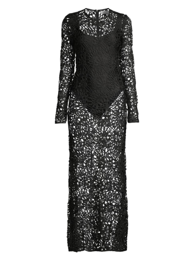 Shop Delfi Women's Camila Geometric Lace Maxi Dress In Black