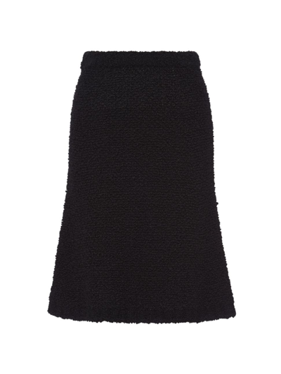 Shop Prada Women's Bouclé Mohair Knit Skirt In Black