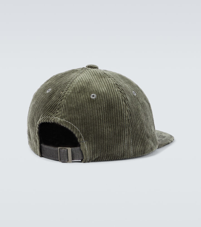 Shop And Wander Embroidered Cotton Corduroy Cap In Green