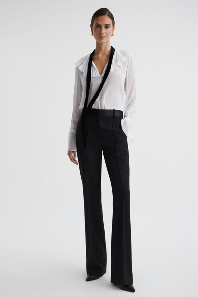 Shop Reiss Alia - Black Flared Satin Waistband Suit Trousers, Us 4