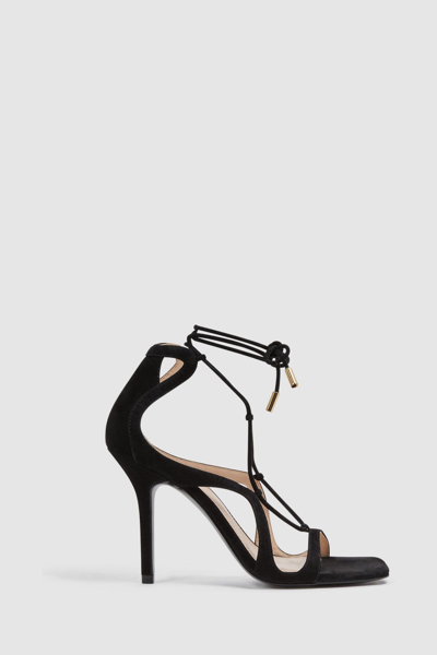 Shop Reiss Kate - Black Leather Strappy High Heel Sandals, Uk 7 Eu 40