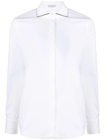 Shop Brunello Cucinelli Shirts In Bianco+ultrablack