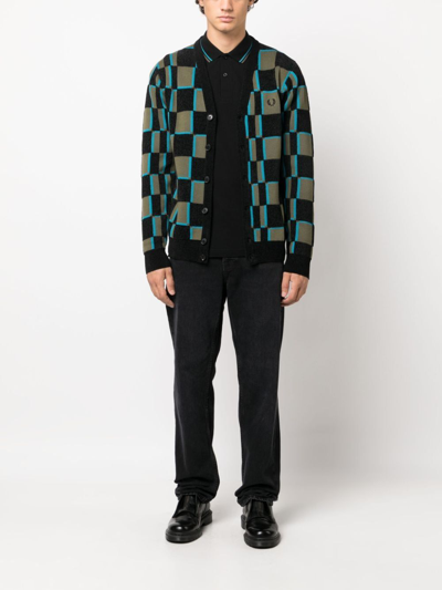 Shop Fred Perry Fp Glitch Chequerboard Cardigan