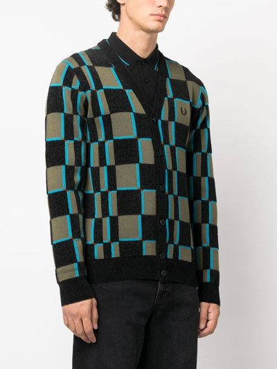 Shop Fred Perry Fp Glitch Chequerboard Cardigan