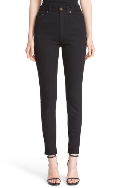 Shop Saint Laurent High Rise Skinny Jeans In Black