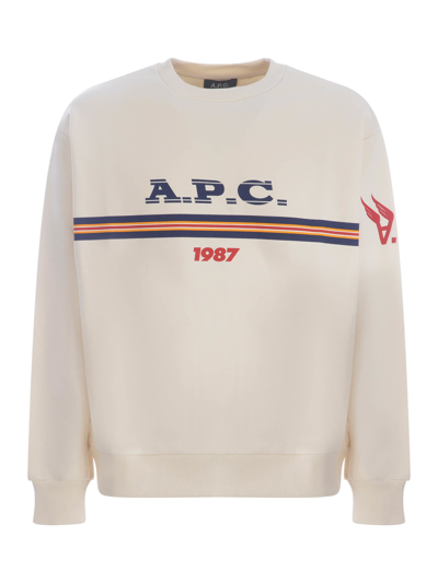 Shop Apc Sweatshirt A.p.c. Adam In Cotton In Crema
