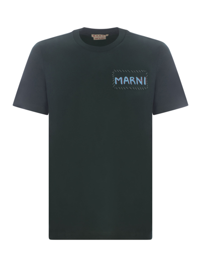 Shop Marni T-shirt  In Cotton In Verde Scuro