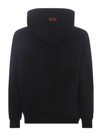Shop Gcds Hooded Sweatshirt  Basic Logo In Cotton In Nero