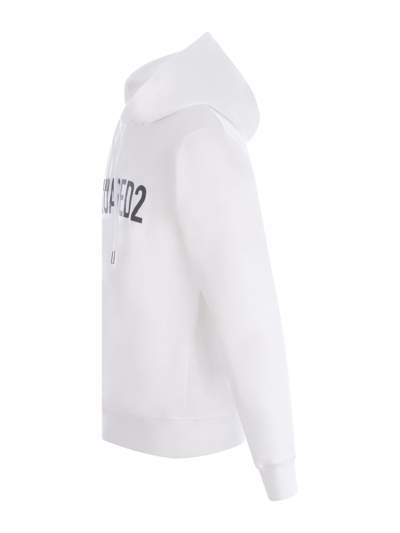 Shop Dsquared2 Hooded Sweatshirt  In Cotton In Bianco