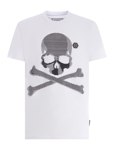 Shop Philipp Plein T-shirt  Skull In Cotton In Bianco