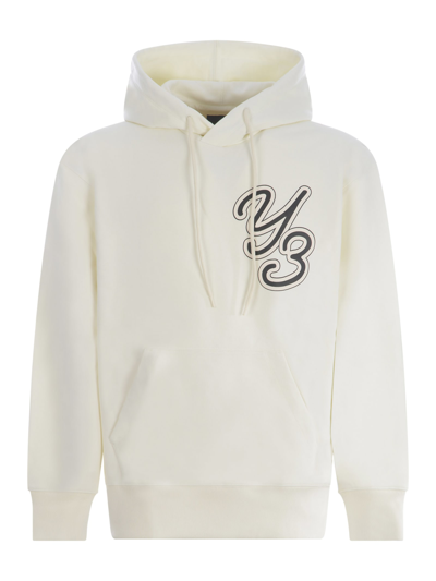 Shop Y-3 Hooded Sweatshirt  In Cotton In Bianco