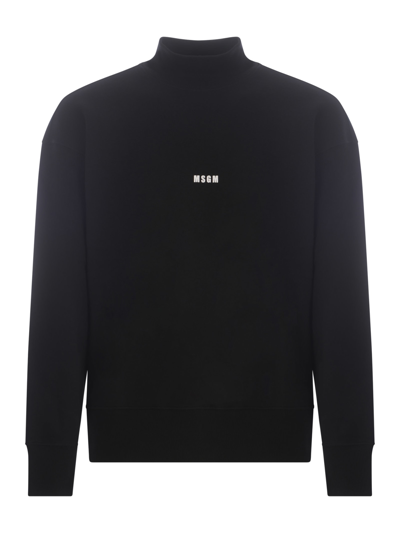 Shop Msgm Sweatshirt  In Cotton In Nero