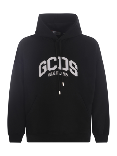 Shop Gcds Hooded Sweatshirt  In Cotton In Nero