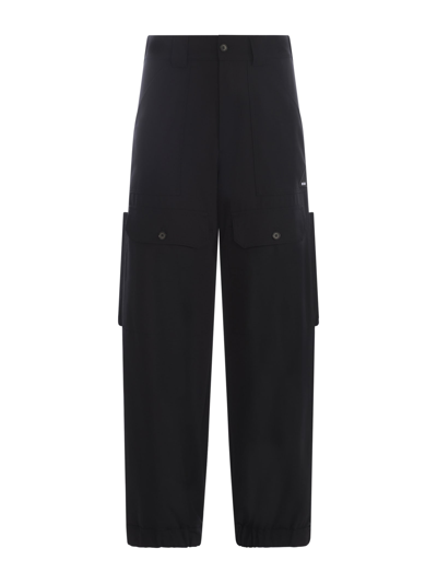 Shop Msgm Trousers  In Cool Wool In Nero