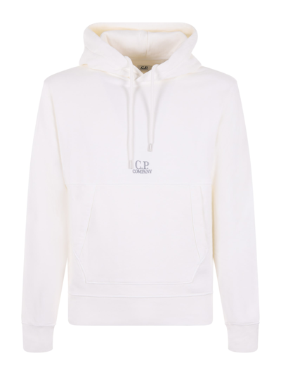 Shop C.p. Company Hoodie  In Cotton In Bianco
