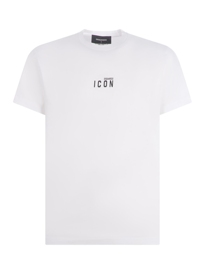 Shop Dsquared2 T-shirt  Icon In Jersey Di Cotone Disponibile Store Pompei In Bianco