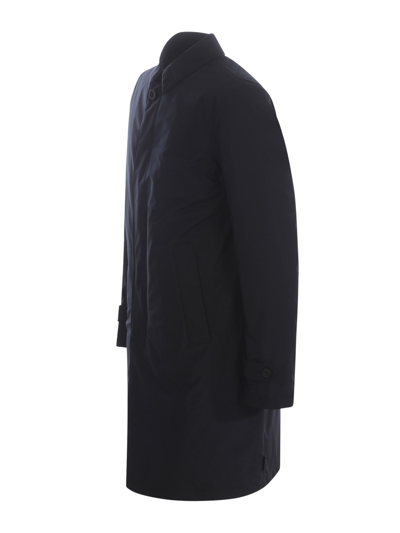 Shop Herno Long Jacket  In Nylon In Blu