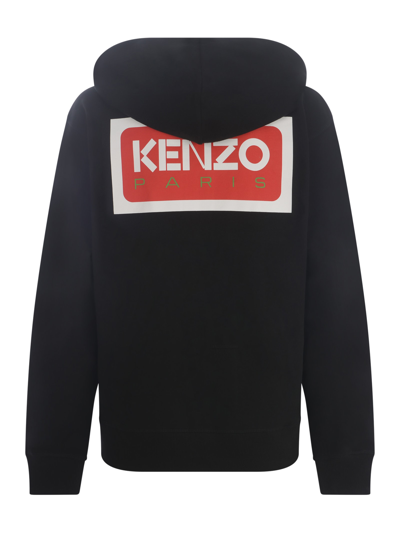 Shop Kenzo Hooded Sweatshirt  In Cotton In Nero