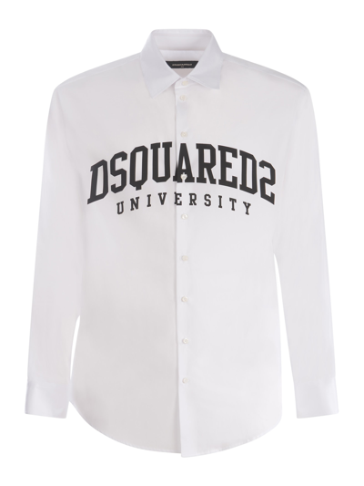 Shop Dsquared2 Shirt  University In Cotton In Bianco