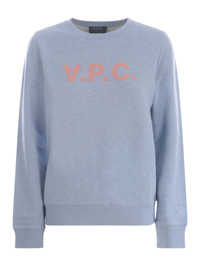Shop Apc Sweatshirt A.p.c. Viva In Cotton In Celeste