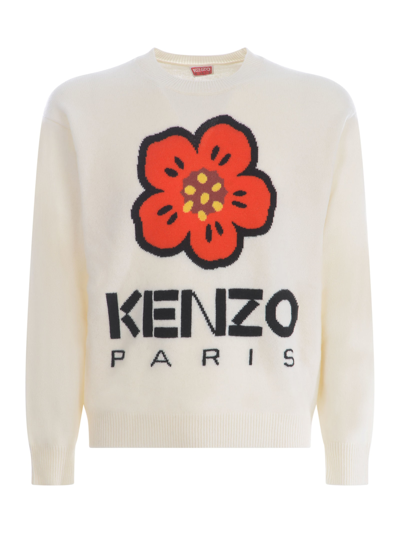 Shop Kenzo Sweater  Flower In Wool In Crema