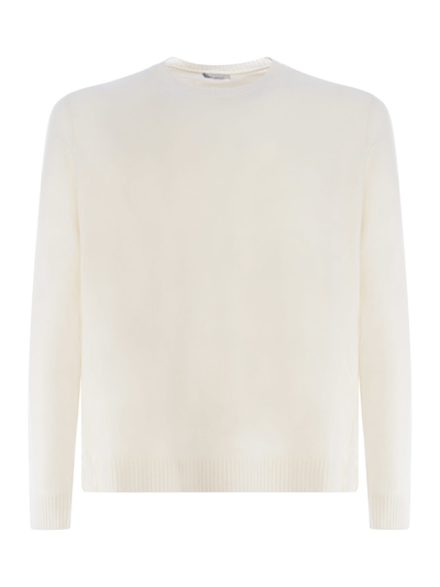 Shop Malo Sweater  In Virgin Wool In Bianco Latte