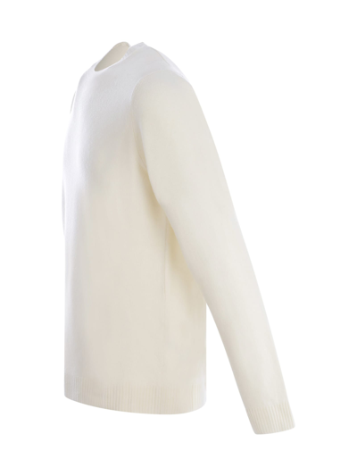 Shop Malo Sweater  In Virgin Wool In Bianco Latte