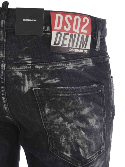 Shop Dsquared2 Jeans  Skater In Denim Stretch In Denim Nero