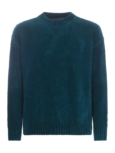 Shop Bonsai Sweater  In Cotton Blend In Petrolio