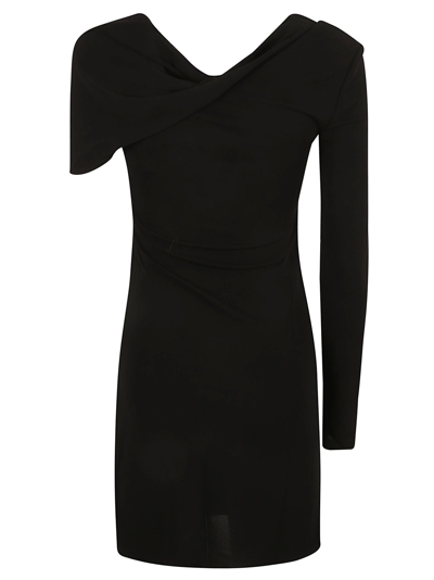 Shop Saint Laurent Draped Dress In Black