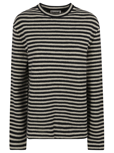 Shop Jil Sander Boiled Stripped Wool Compact Sweater In Mariniere