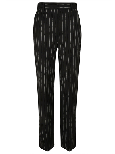 Shop Alexander Mcqueen Stripe Trousers In Black/ivory