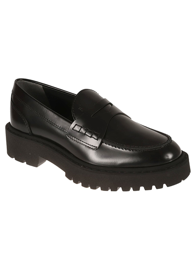 Shop Hogan H543 Loafers In Black