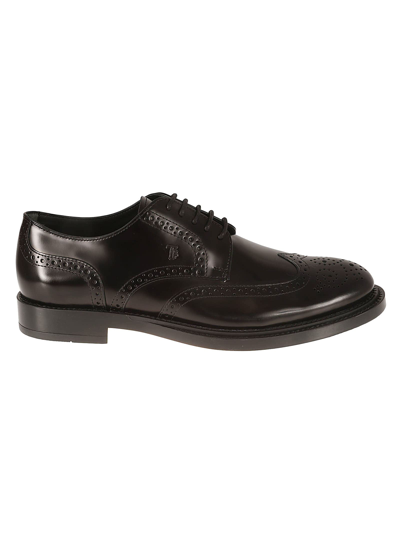 Shop Tod's Bucature Laced Derby Shoes In Black