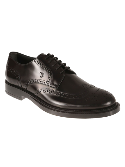 Shop Tod's Bucature Laced Derby Shoes In Black