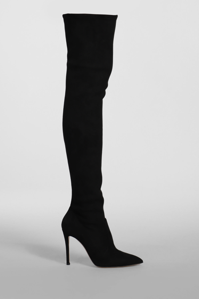 Shop Casadei Julia High Heels Boots In Black Suede