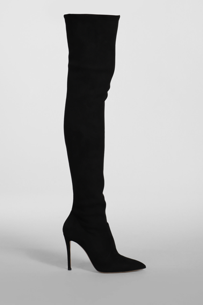 Casadei 100mm Blade Stretch Suede Boots In Black ModeSens