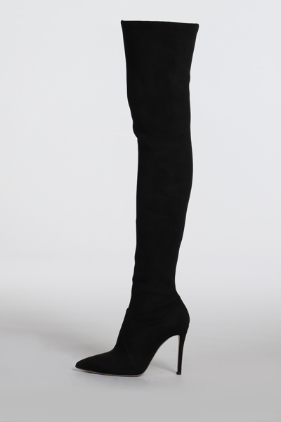 Shop Casadei Julia High Heels Boots In Black Suede